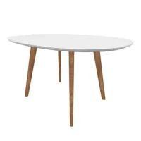 arper - table à manger gher ovale - blanc/mdf gaufré/pxpxh 135x100x74cm/structure chêne massif